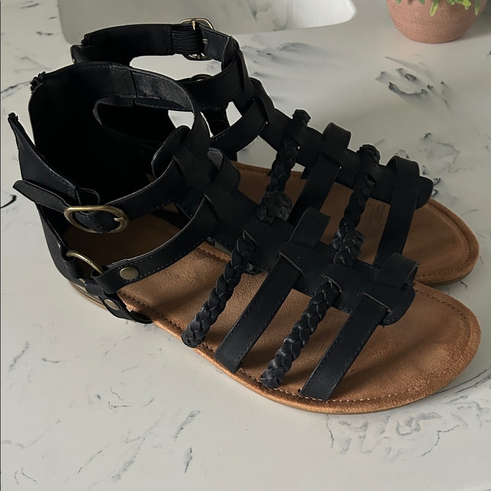 Cloudwalkers Black Braided Gladiator Sandals - image 1